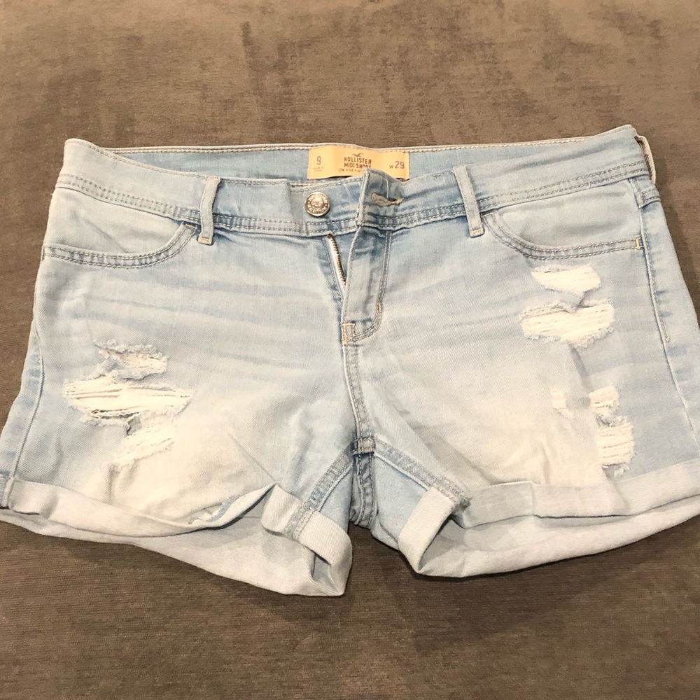 Hollister Light Wash Denim Distressed Shorts